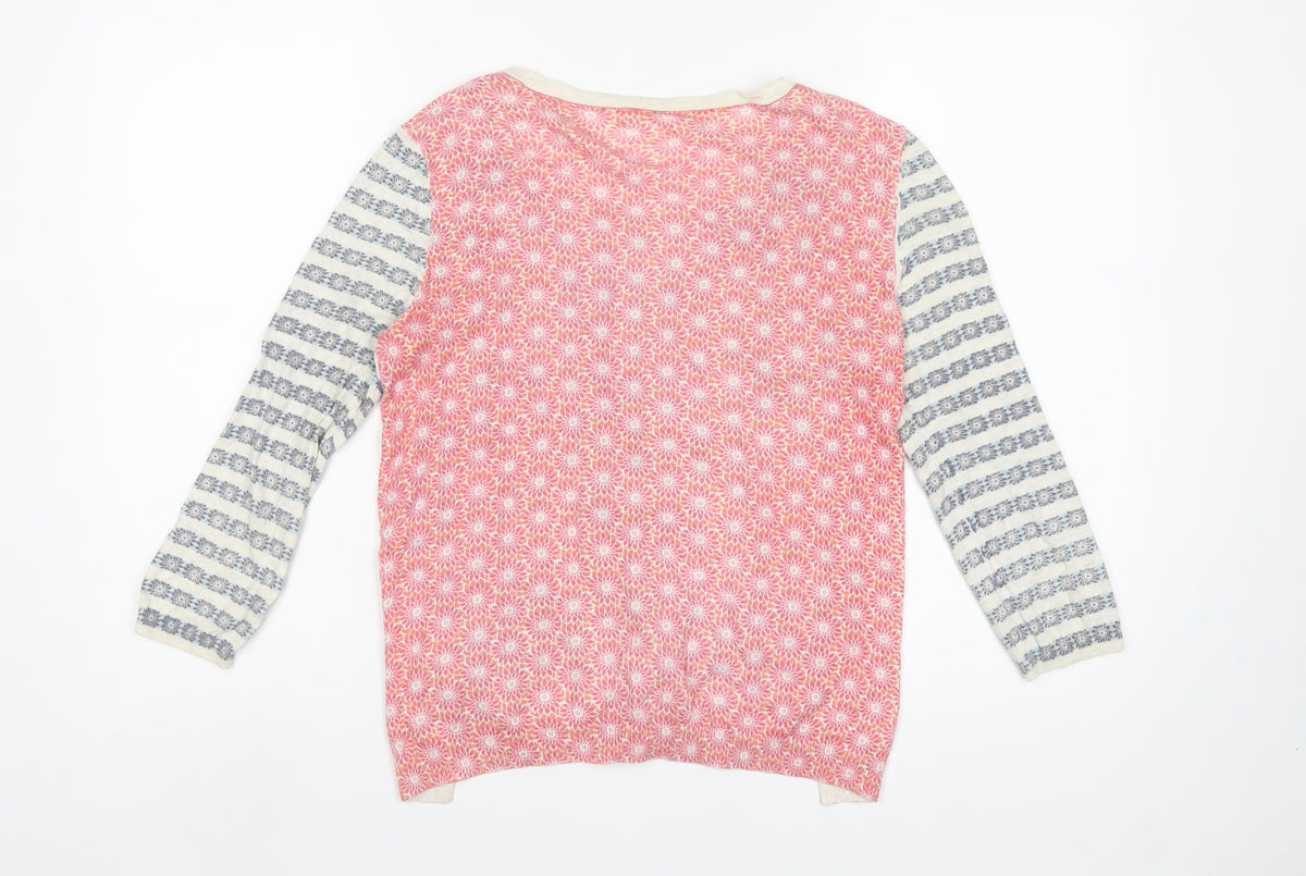 White Stuff Women’s Multicoloured Size 10 Elephant Print Cotton Cardigan