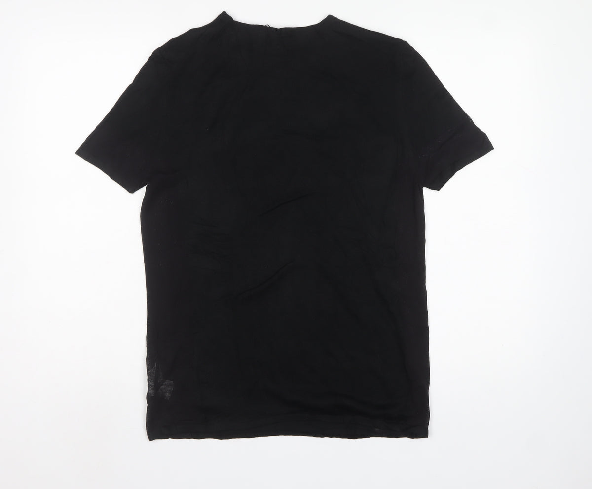 Zara Man Men's Black M Short Sleeve Crew Neck Knit Pullover Jumper