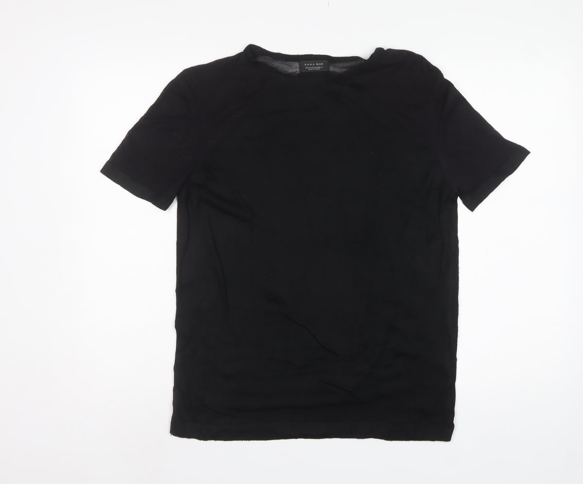 Zara Man Men’s Black Size M Short Sleeve Crew Neck Knit Pullover Jumper