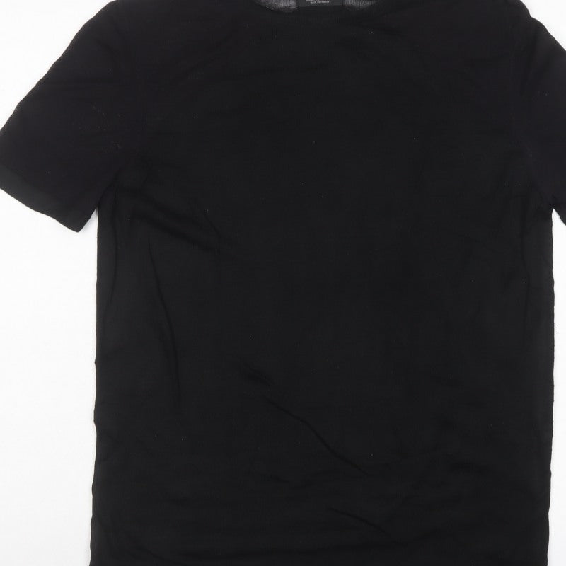 Zara Man Men’s Black Size M Short Sleeve Crew Neck Knit Pullover Jumper