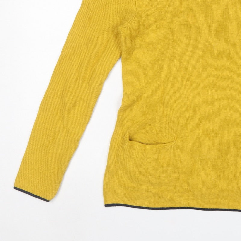 Joules Women Yellow UK 10 Cotton Knit Pocket Pullover Jumper