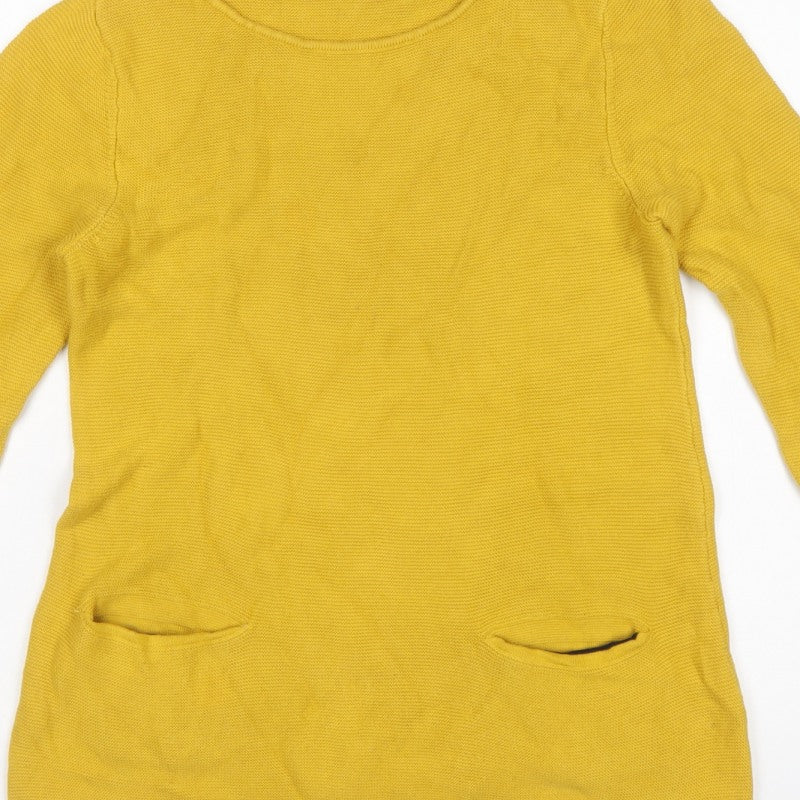Joules Women Yellow UK 10 Cotton Knit Pocket Pullover Jumper