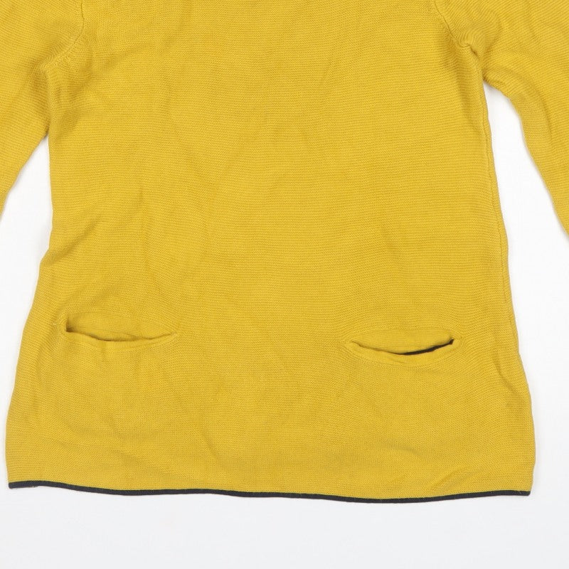 Joules Women Yellow UK 10 Cotton Knit Pocket Pullover Jumper