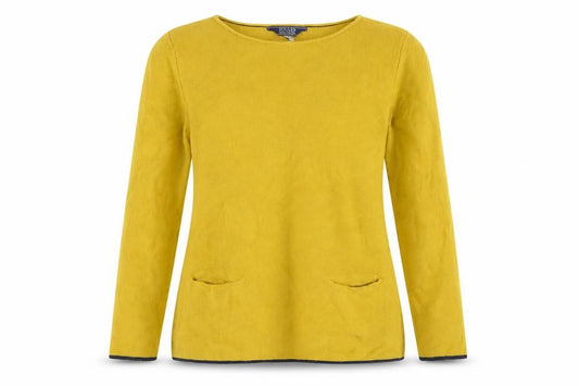 Joules Women Yellow UK 10 Cotton Knit Pocket Pullover Jumper