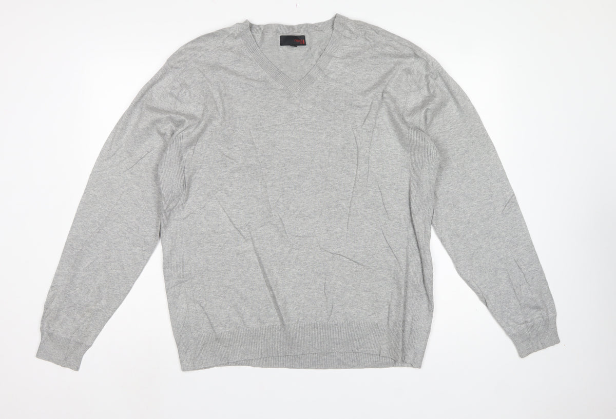 Next SP Men’s Grey V-Neck Cotton Knit Pullover Jumper Large