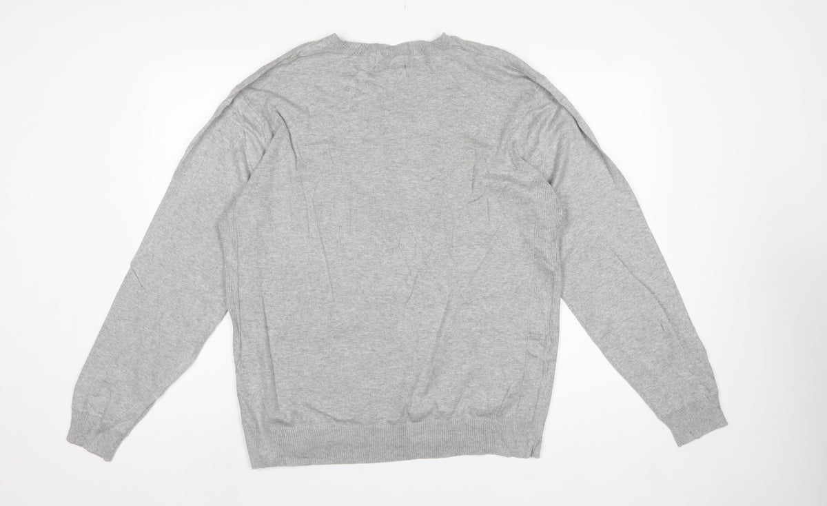 Next SP Men’s Grey V-Neck Cotton Knit Pullover Jumper Large