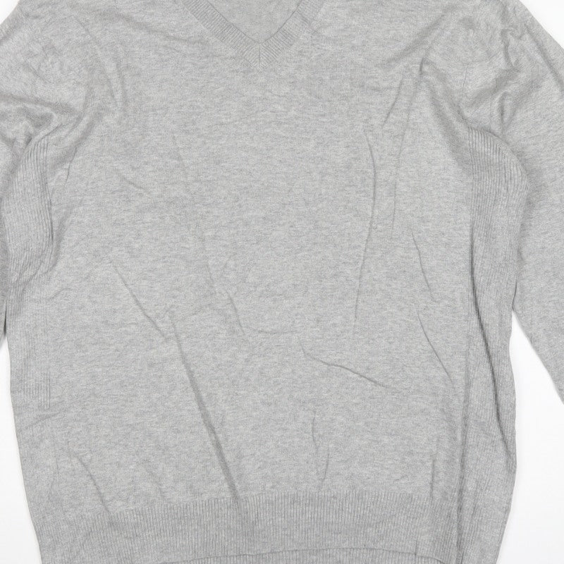 Next SP Men’s Grey V-Neck Cotton Knit Pullover Jumper Large