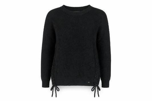 Superdry Women’s Black XS Cable Knit Crew Neck Drawstring Jumper