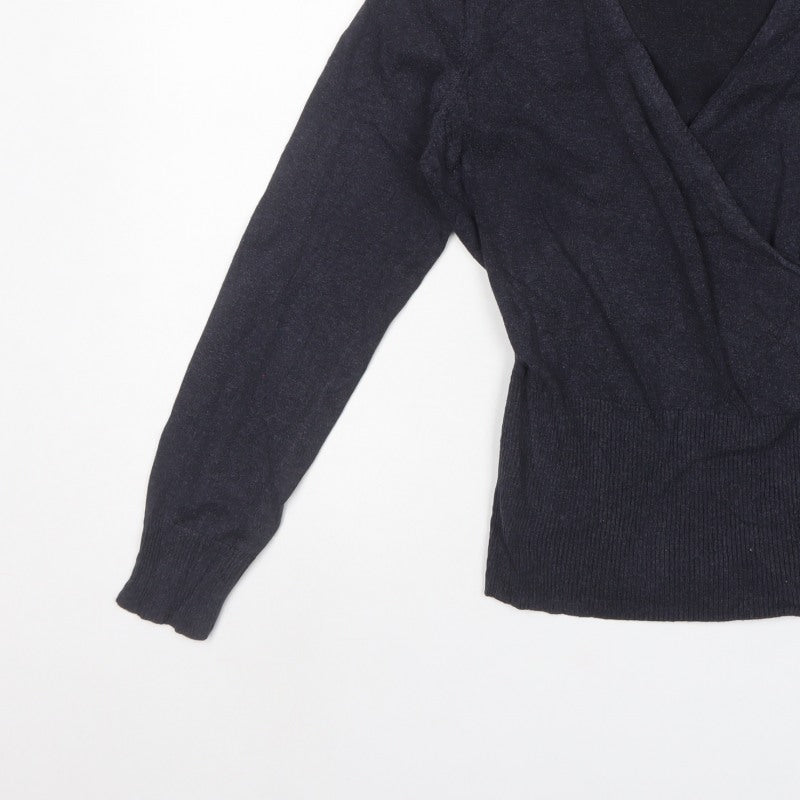 Phase Eight Women’s Blue Size 12 Wrap V-Neck Cotton Blend Jumper