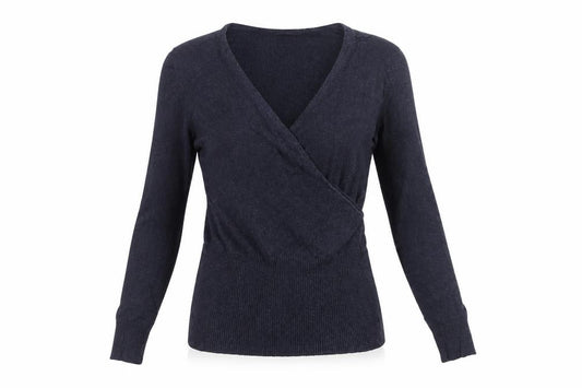 Phase Eight Women’s Blue Size 12 Wrap V-Neck Cotton Blend Jumper