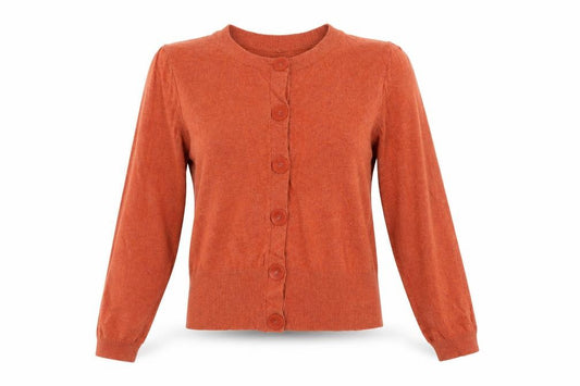 Monsoon Women Orange L Button Front Lightweight Knit Cardigan