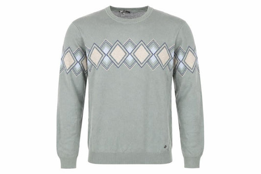 Teodor Men’s Green 2XL Argyle Diamond Crew Neck Cotton Blend Jumper