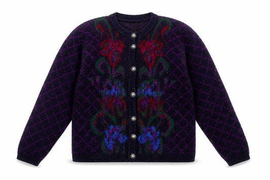 Edinburgh Collection Women’s Multicoloured L Mohair Floral Knit Cardigan