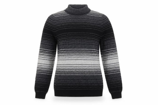 Marks & Spencer Women Grey Striped Roll Neck Knit Jumper UK 10