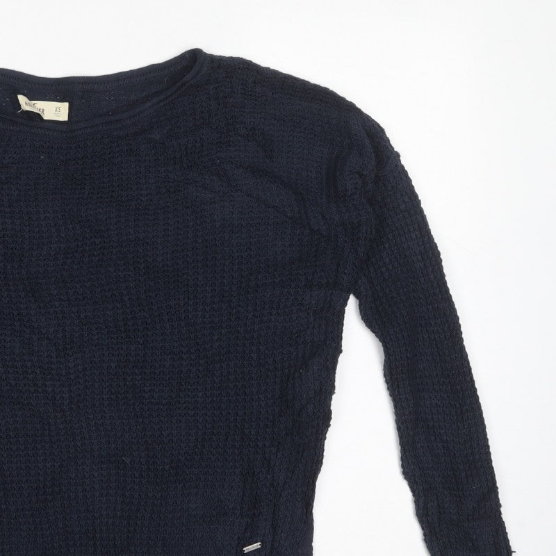 Hollister Women’s Blue XS Cable Knit Crew Neck Pullover Jumper