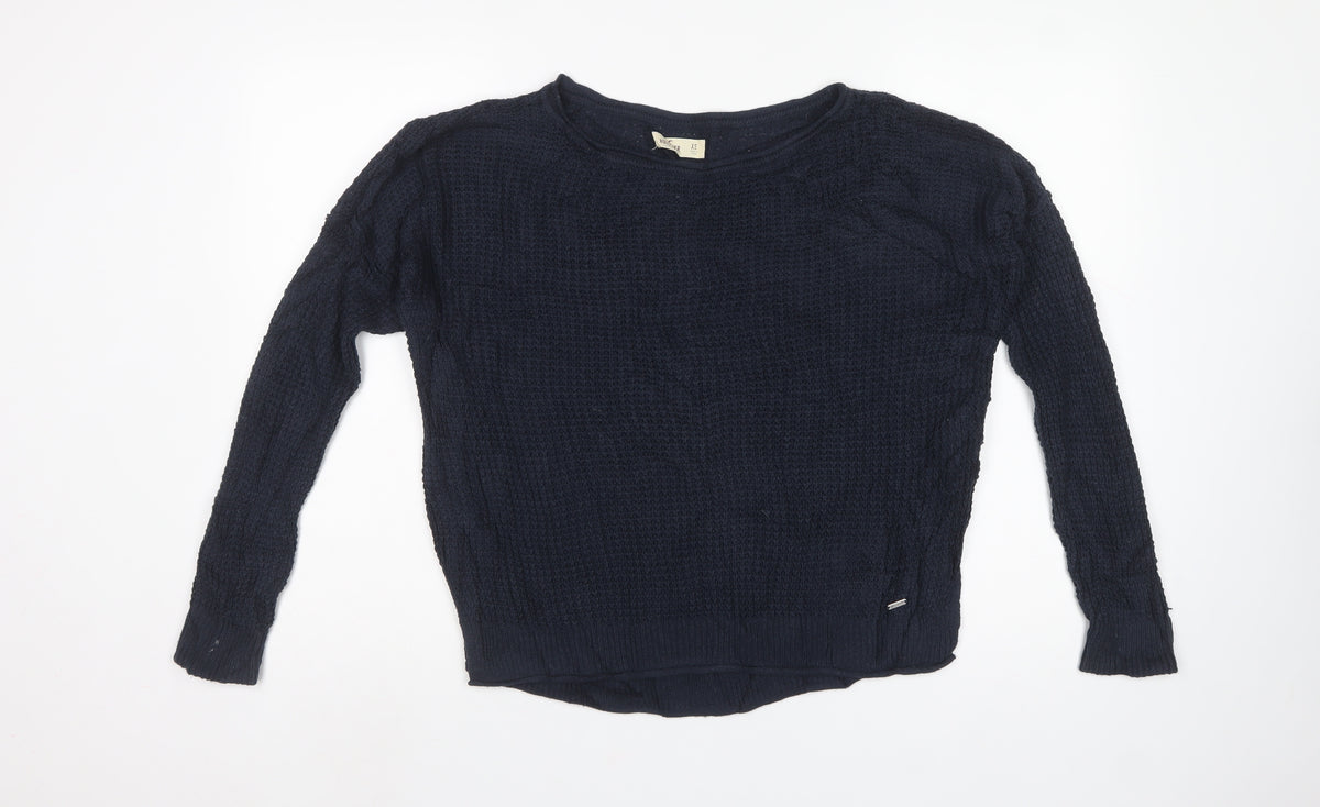 Hollister Women’s Blue XS Cable Knit Crew Neck Pullover Jumper