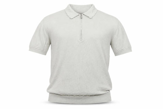 CAPO Men's Grey M 1/4 Zip Short Sleeve Cotton Knit Polo