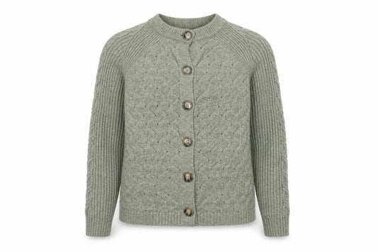 Marks and Spencer Women Green M Cable Knit Button Cardigan