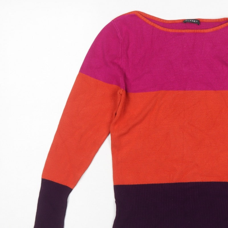 Planet Women Multicoloured Small Colour Block Boat Neck Knit Jumper