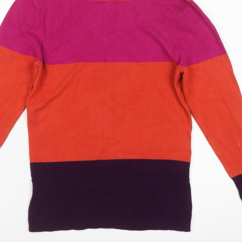 Planet Women Multicoloured Small Colour Block Boat Neck Knit Jumper