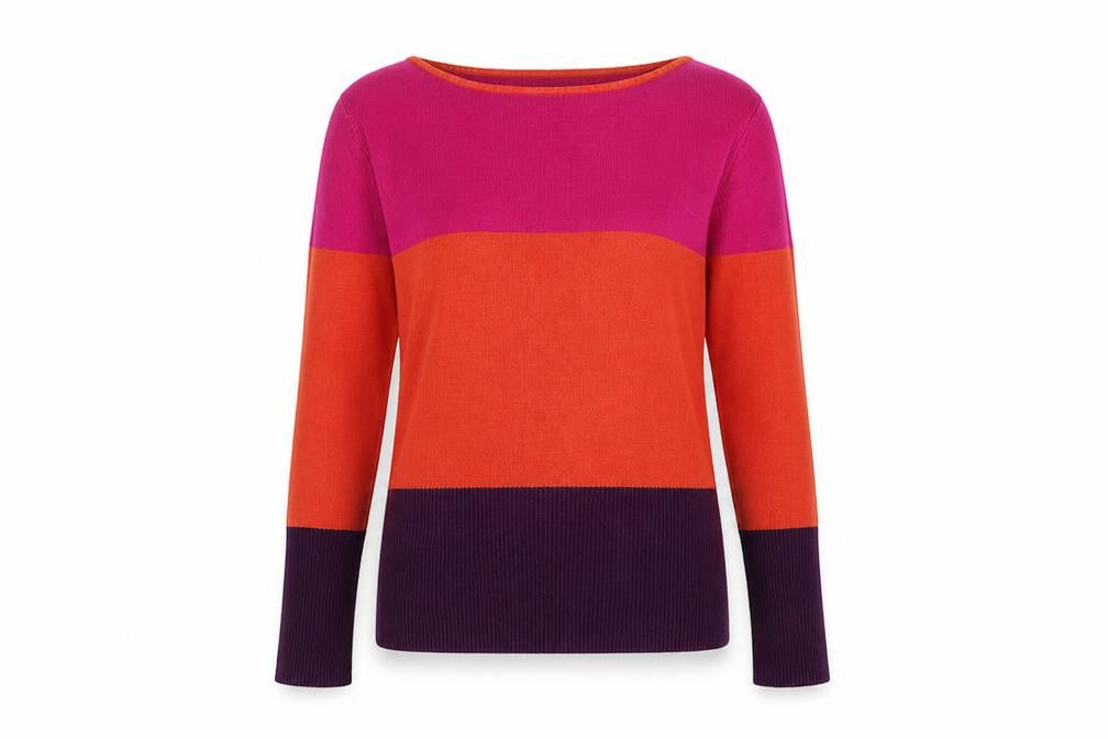 Planet Women Multicoloured Small Colour Block Boat Neck Knit Jumper