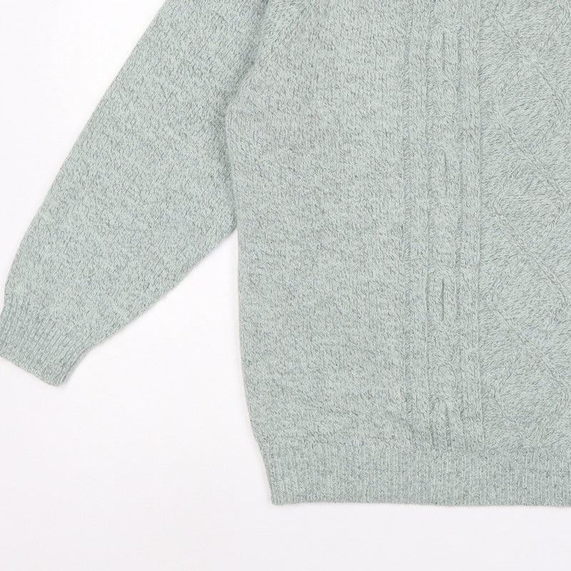 Damart Women Mint Green UK 18/20 Cable Knit Round Neck Pullover Jumper