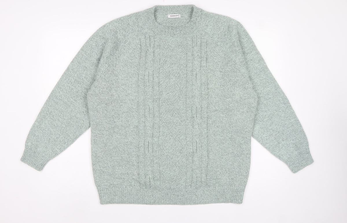 Damart Women Mint Green UK 18/20 Cable Knit Round Neck Pullover Jumper