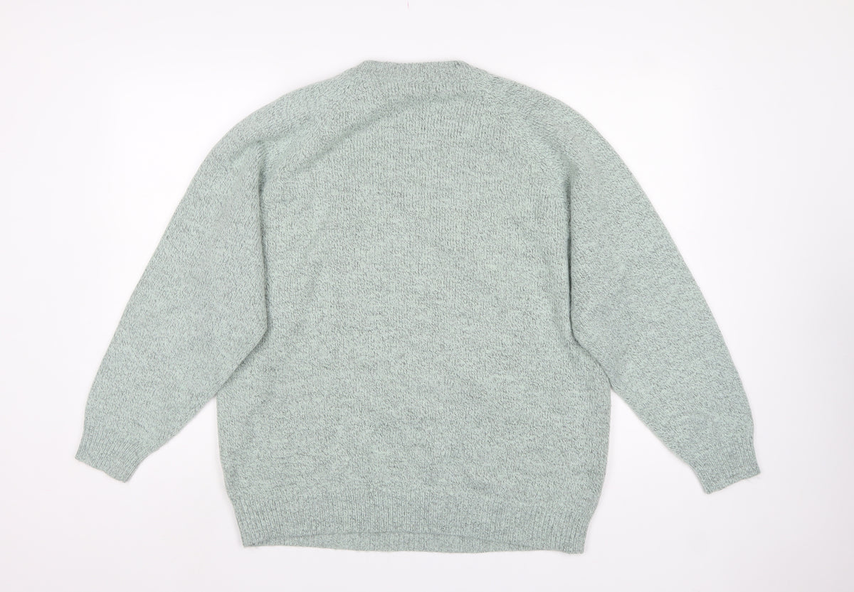 Damart Women Mint Green UK 18/20 Cable Knit Round Neck Pullover Jumper