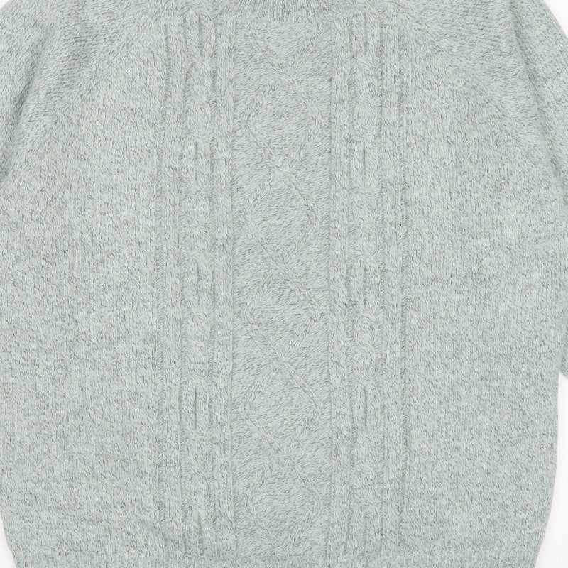 Damart Women Mint Green UK 18/20 Cable Knit Round Neck Pullover Jumper