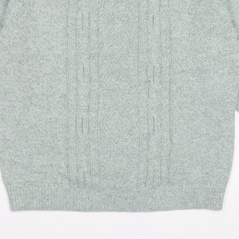 Damart Women Mint Green UK 18/20 Cable Knit Round Neck Pullover Jumper