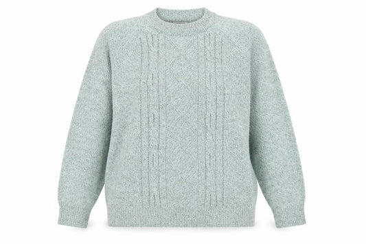 Damart Women Mint Green UK 18/20 Cable Knit Round Neck Pullover Jumper