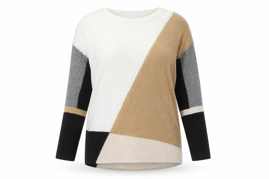Roman Women’s Multicoloured Colour Block Knit Jumper UK 12 Round Neck