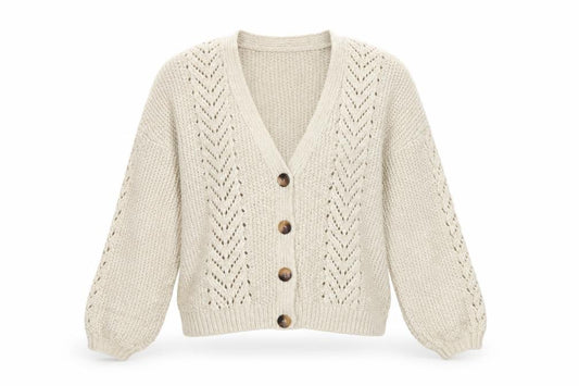 Next Women Ivory UK 16 Chunky Knit V-Neck Button Cardigan
