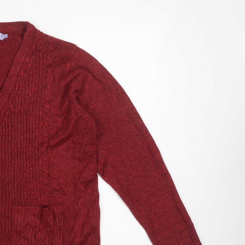 Honor Millburn Women’s Red Size 14 V-Neck Button Knit Cardigan Pockets