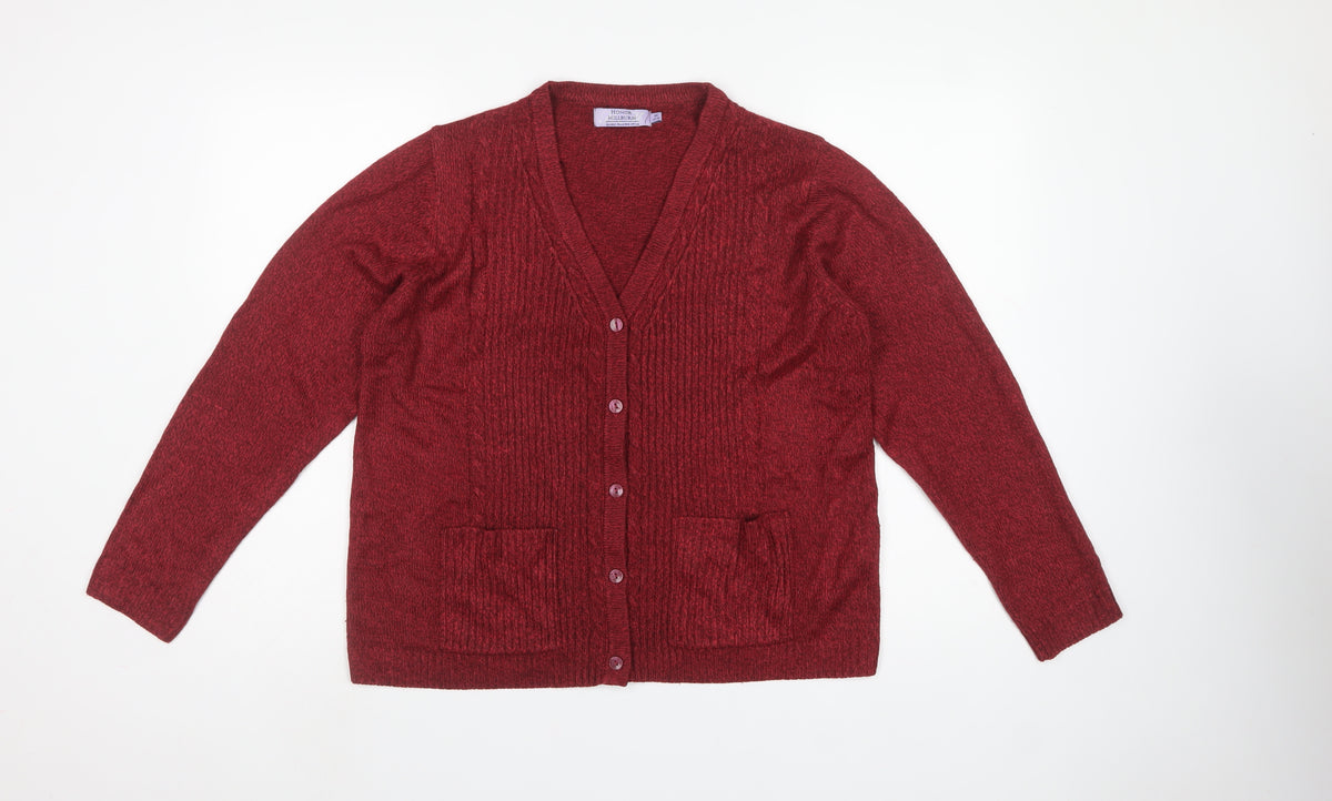 Honor Millburn Women’s Red Size 14 V-Neck Button Knit Cardigan Pockets