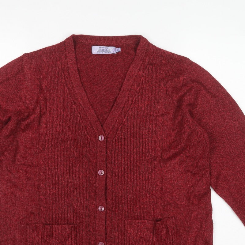 Honor Millburn Women’s Red Size 14 V-Neck Button Knit Cardigan Pockets