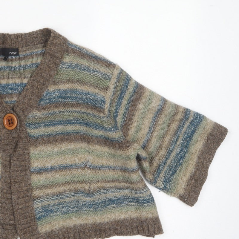 Next Women Multicoloured M Alpaca Blend Striped V-Neck Cardigan