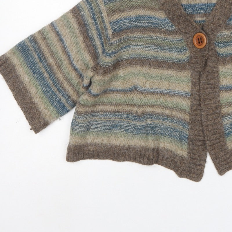 Next Women Multicoloured M Alpaca Blend Striped V-Neck Cardigan