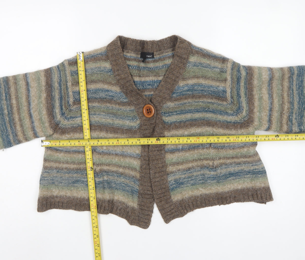 Next Women Multicoloured M Alpaca Blend Striped V-Neck Cardigan