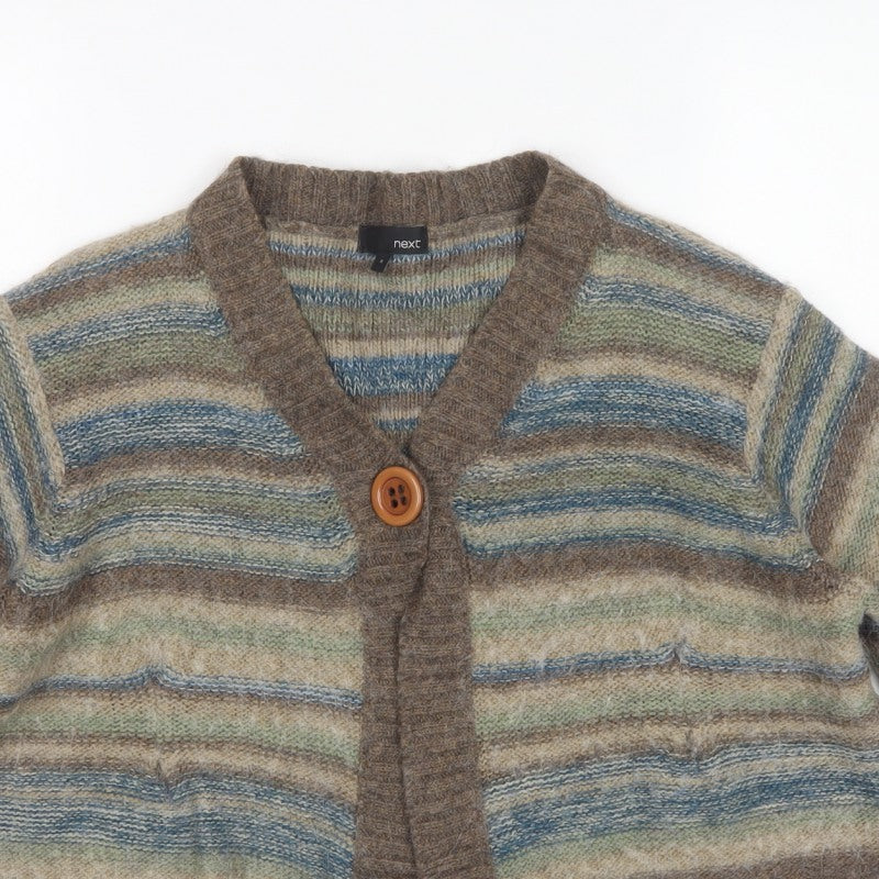 Next Women Multicoloured M Alpaca Blend Striped V-Neck Cardigan