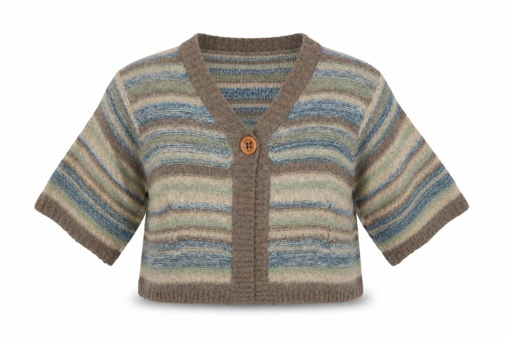 Next Women Multicoloured M Alpaca Blend Striped V-Neck Cardigan