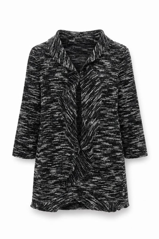 Principles Women’s Black Grey Stripe Cowl Open Cardigan UK 12 Knit