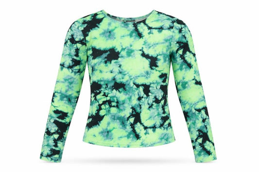 Pieces Women Green Tie-Dye Backless Cut-Out Long Sleeve Cropped Top S