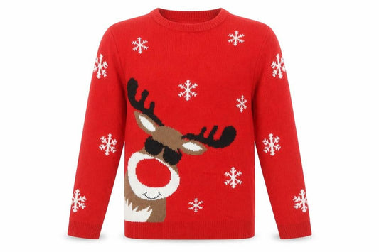 Kids Accocks Boys Red Reindeer Christmas Jumper 11-12 Years