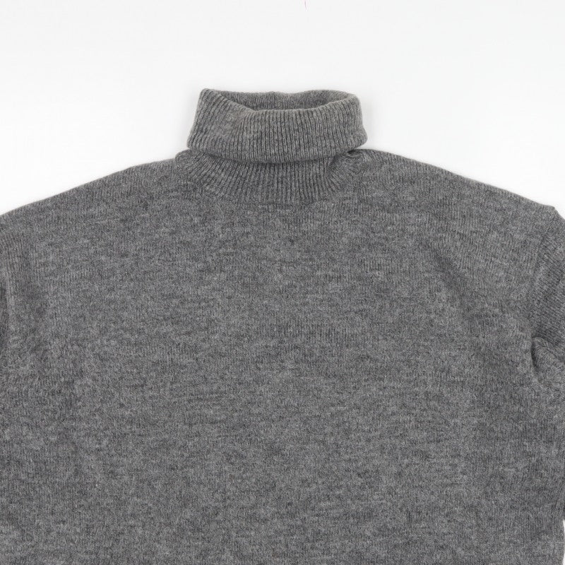 Zara Women Grey UK 12 Roll Neck Knit Pullover Jumper Long Sleeve