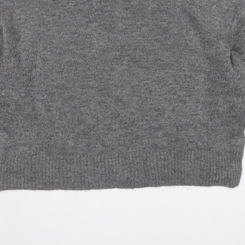 Zara Women Grey UK 12 Roll Neck Knit Pullover Jumper Long Sleeve
