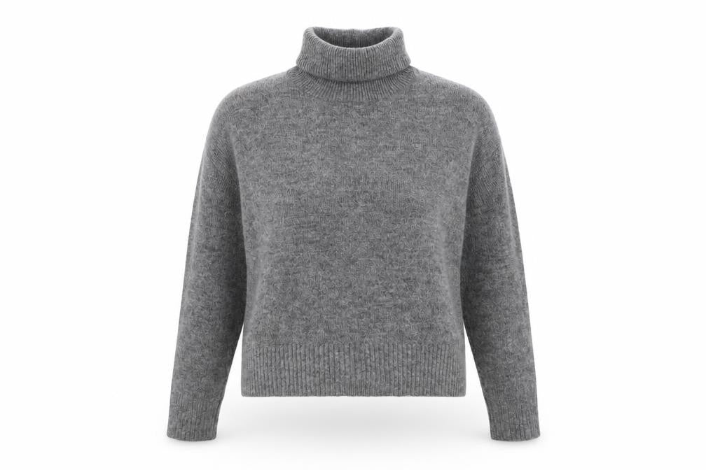 Zara Women Grey UK 12 Roll Neck Knit Pullover Jumper Long Sleeve