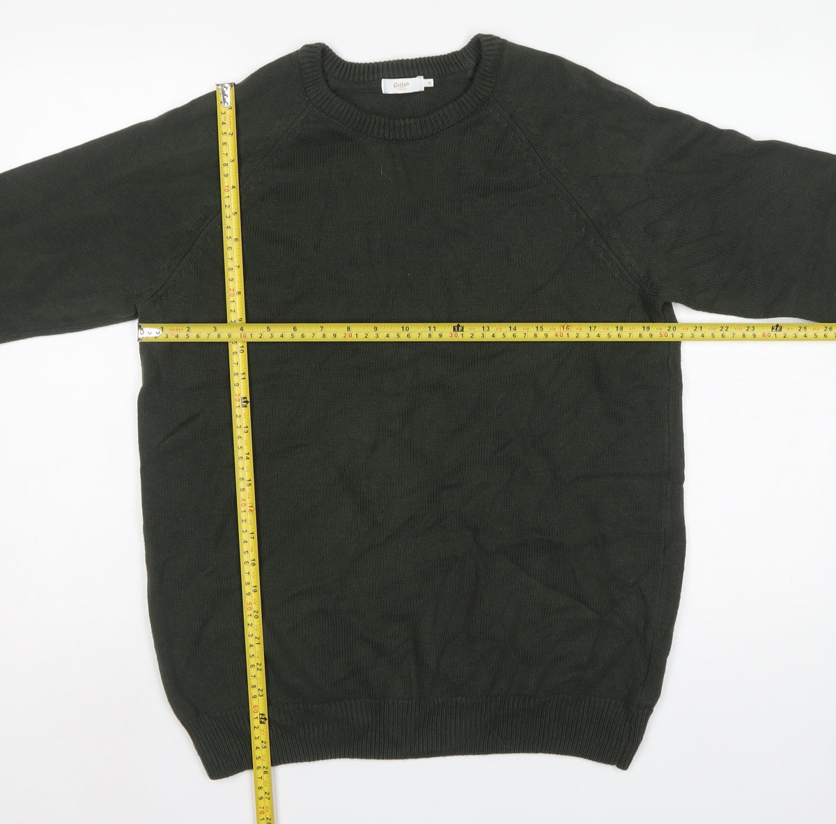 Cotton Traders Men’s Green Cotton Crew Neck Pullover Jumper M