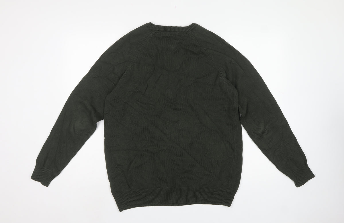 Cotton Traders Men’s Green Cotton Crew Neck Pullover Jumper M