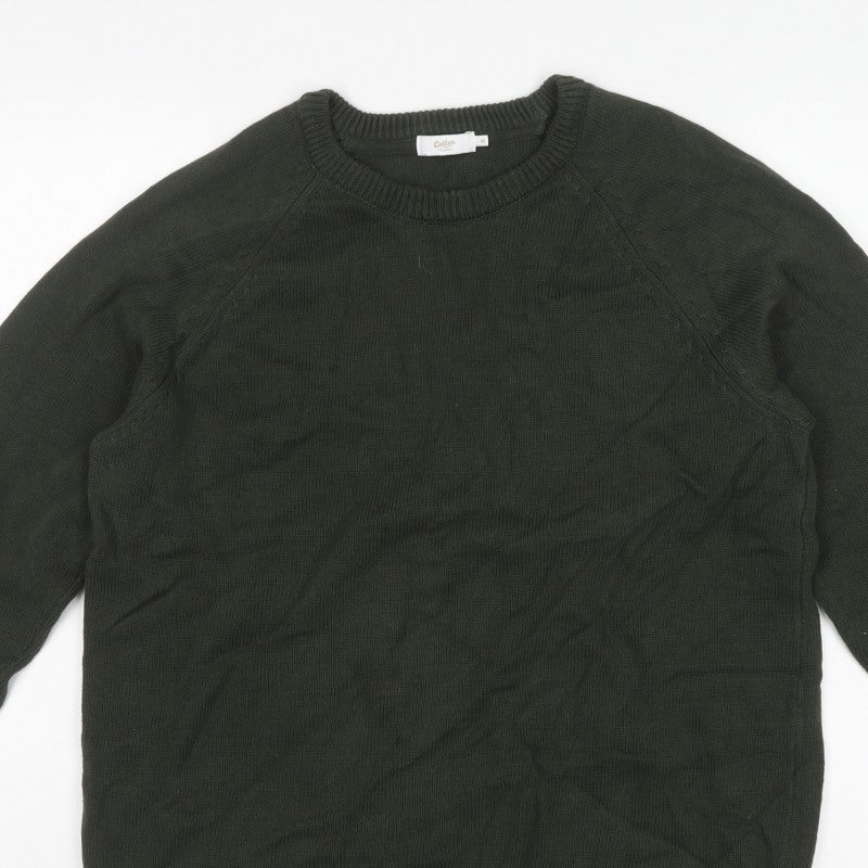 Cotton Traders Men’s Green Cotton Crew Neck Pullover Jumper M